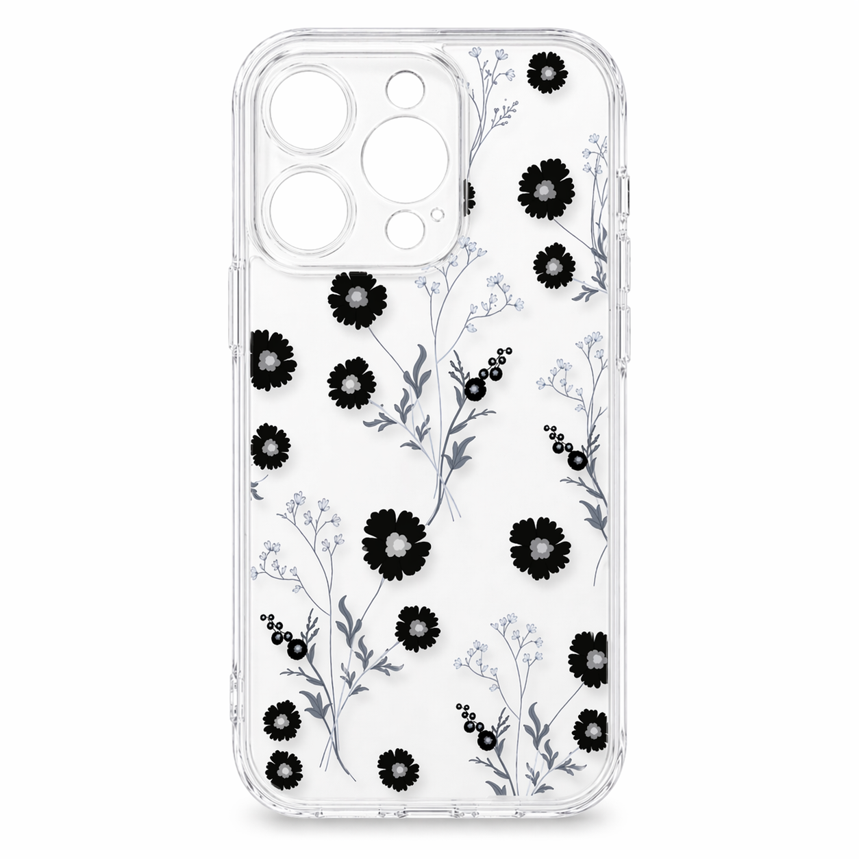 IPhone 15–17 Pro Max պատյան (case) – Ծաղիկներ սև