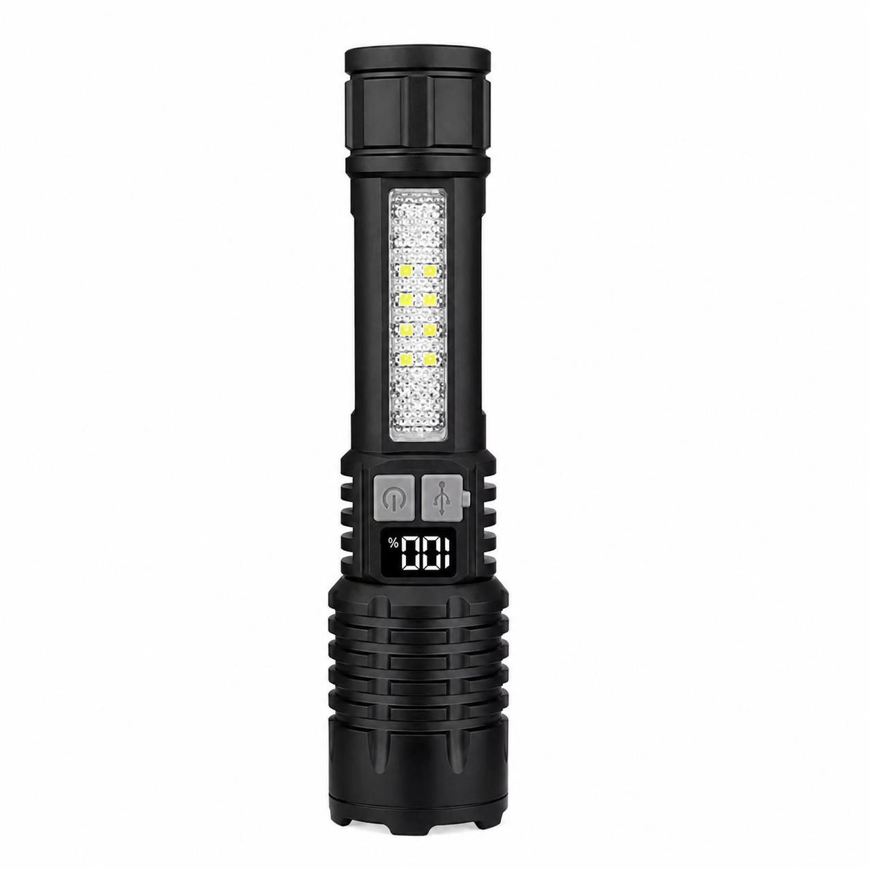 Հզոր վերալիցքավորվող LED լապտեր էկրանով (Rechargeable LED Flashlight with Display)