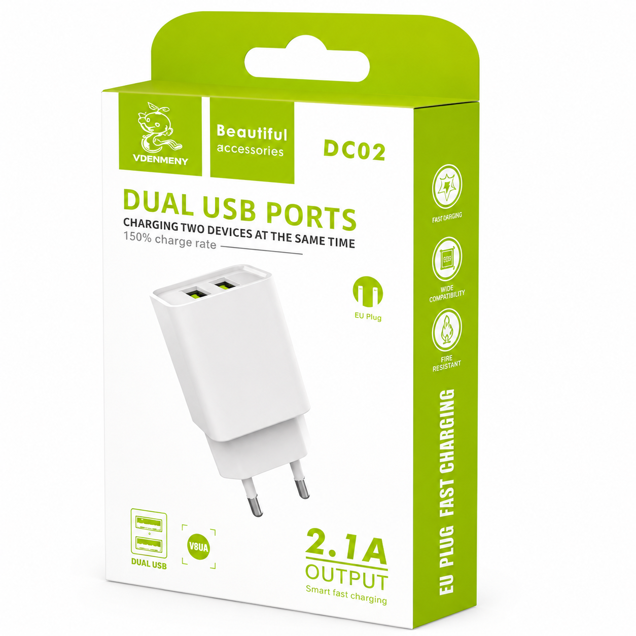 DC02 Dual USB Ports EU Plug Charger լիցքավորիչ