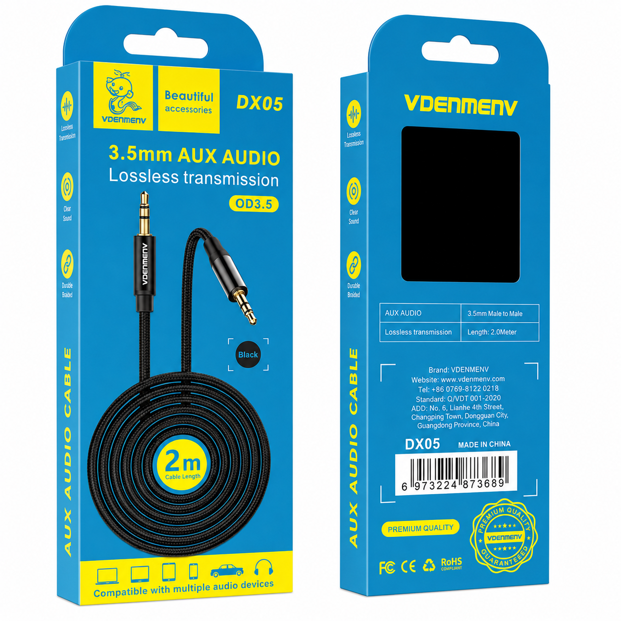 DX05 3.5mm AUX Audio Cable աուդիո լար 2մ