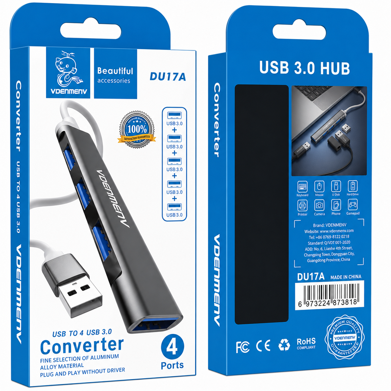 DU17A USB 3.0 HUB 4 Ports Converter USB հաբ