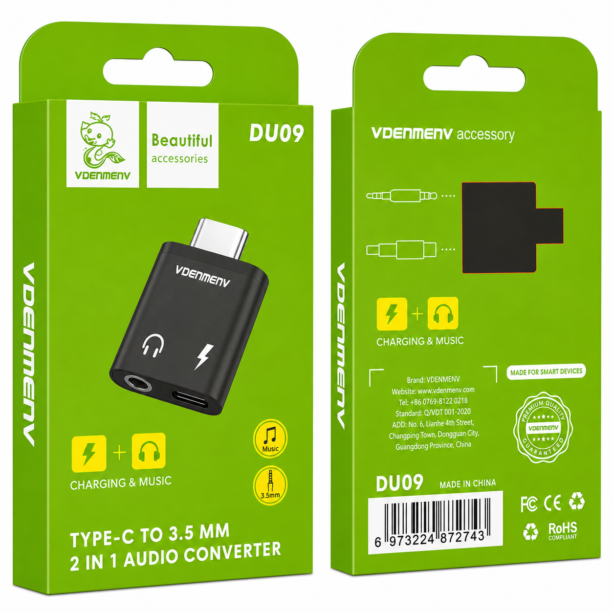 DU09 Type-C to 3.5mm 2 in 1 Audio Converter աուդիո կոնվերտեր