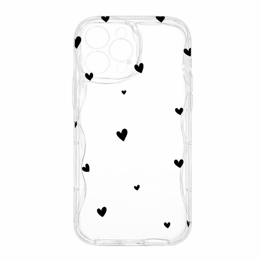 IPhone 15–17 Pro Max պատյան (case) – Սև սրտիկներ