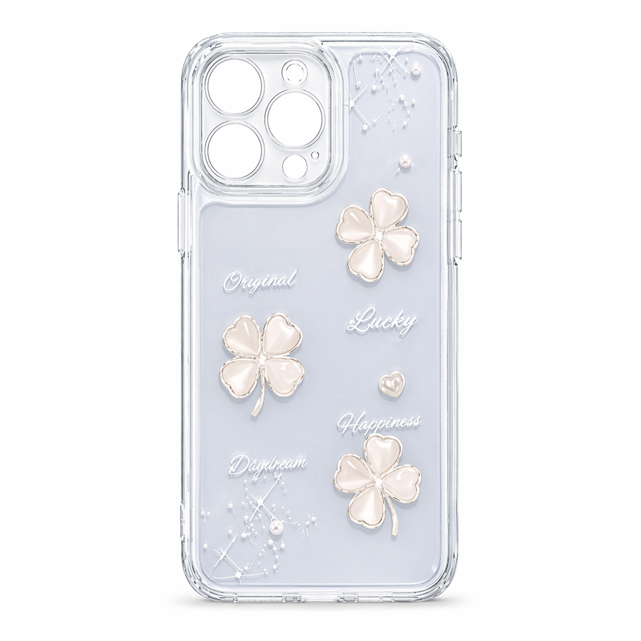 IPhone 15–17 Pro Max պատյան (case) –  Ծաղիկներ գրվածքով սպիտակ