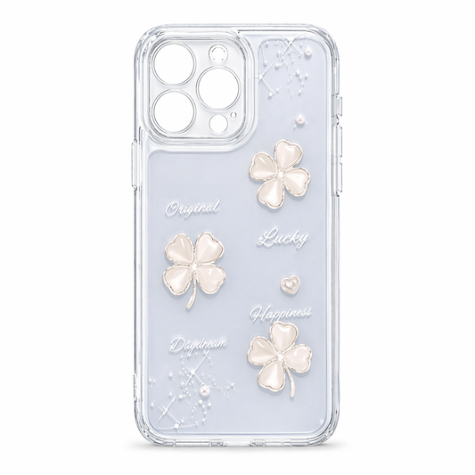 IPhone 15–17 Pro Max պատյան (case) –  Ծաղիկներ գրվածքով սպիտակ