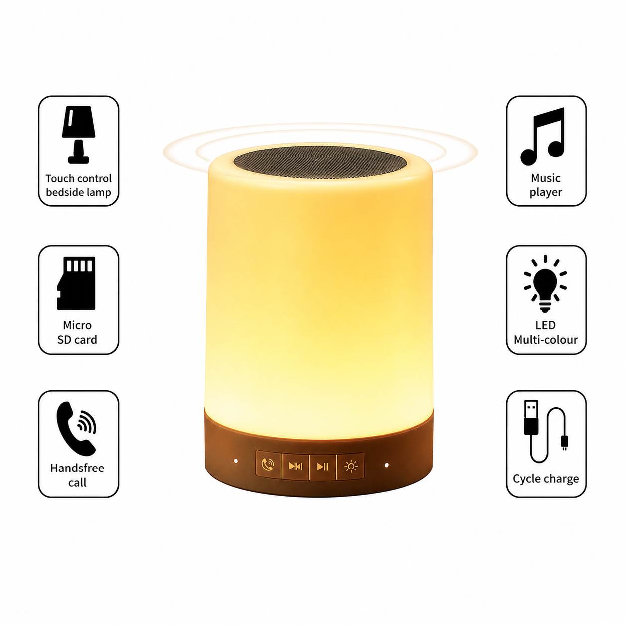 Bluetooth բարձրախոս LED գիշերային լամպով (Bluetooth Speaker LED Night Light)