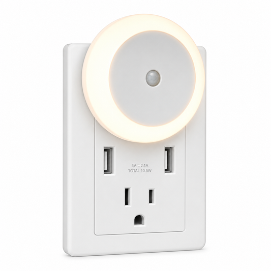 Կլոր LED գիշերային լամպ սենսորով (Round LED Plug-in Night Light)