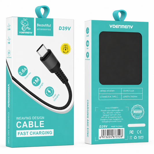 D39V Type-C to USB 3.6A Fast Charging Cable արագ լիցքավորման լար 1մ