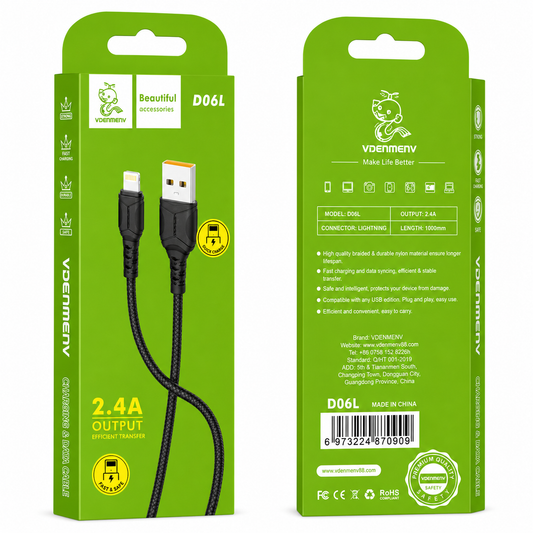 D06L Lightning to USB 2.4A Data Cable արագ լիցքավորման լար