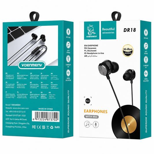 DR18 Earphones with Mic ականջակալներ միկրոֆոնով